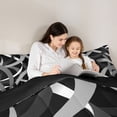 thumbnail image 5 of Homewish Modern Geometric Stripe Queen Comforter Set.Abstract Waves Lines Bedding Sets,Black Gray Bedding Comforter Set For Boys Kids,Microfiber Bedroom Decor Reversible,3-Piece, 5 of 8