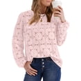 thumbnail image 3 of WIHOLL Long Sleeve Blouses for Women Flower Lace Crochet Shirts Business Casual Fall Eyelet Tops, 3 of 11