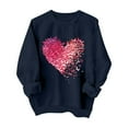 thumbnail image 2 of Craaazy Women's Heart Printed Valentines Shirts Crewneck Loose Long Sleeve Tops Gifts, 2 of 7