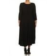 thumbnail image 4 of MOA Collection Plus Size Women's 3/4 Sleeves solid dress, 4 of 4