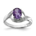 thumbnail image 3 of 925 Sterling Silver Rhodium Amethyst Diamond Ring Size 6, 3 of 5