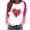 Pink2, variant on Women's Valentine's Day Heart Print Long Sleeve Blouse, Casual Loose Fit Comfortable Tops, All Season Soft Polyester Shirt