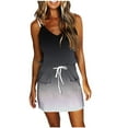 thumbnail image 2 of USSUMA Sundresses for Women Casual Summer, Women Summer Dresses Sleeveless Striped Lace Up Drawstring Dress V Neck Drawstring Sling Sun Dress, 2 of 6