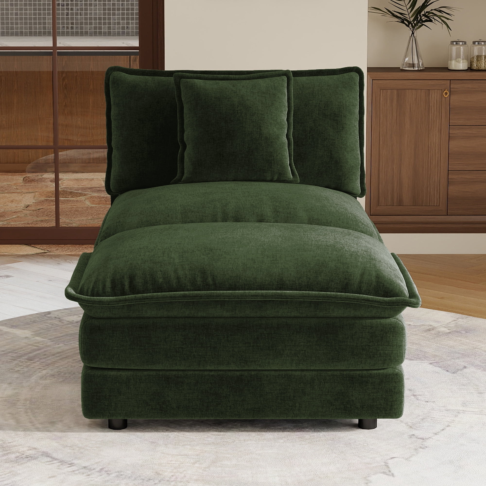 Sectional Sofas Green Armless 1-Seat & Ottoman