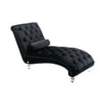 thumbnail image 4 of Velvet Chaise Lounge Chair with Pillow, Modern Button Tufted Lounge Chair with Acrylic Legs and Nailhead Trim, Upholstered Sleeper Chair for Living Room Bedroom Dorm, Black, 4 of 7