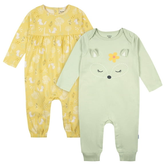 Gerber Mameluco Para bebe Pack 2 Algodón Verde Amarillo Talla 0 a 9M