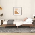Walnut Queen Platform Bed Frame Modern Floating Design with Easy
