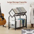 thumbnail image 6 of 2-Tier Vinyl Record Storage Holder with Dividers, 300 LPs Capacity, Stylish Display Rack for Records, Books, Magazines, 6 of 7