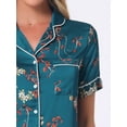 thumbnail image 5 of DARING DIVA Women's Silk Short Sleeves Floral Satin Pajama Sets S Bright Blue, 5 of 7
