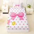 thumbnail image 3 of Erosebridal Kids Girls Cartoon Floral Bowknot Twin Sheet Sets 3pcs,Teens Vintage Polka Dots Bedding,Lightweight Room Decor, 3 of 5