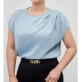 thumbnail image 4 of Plus-Size Women's Summer Dressy Casual Short Sleeve Shirts Crewneck Business Office Work Blouse Tops, 4 of 6