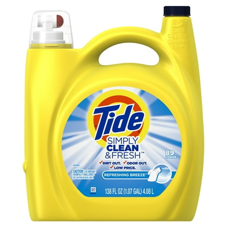 Tide Simply Clean and Fresh Refreshing Breeze Liquid Laundry Detergent 89 Loads, 138 Fl Oz