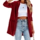 thumbnail image 1 of Cárdigan de Terciopelo de Larga para Mujer, Cuello de Solapa, Abertura Frontal, Suéter Vintage con Bolsillo. Vino Tinto XXL, 1 of 8