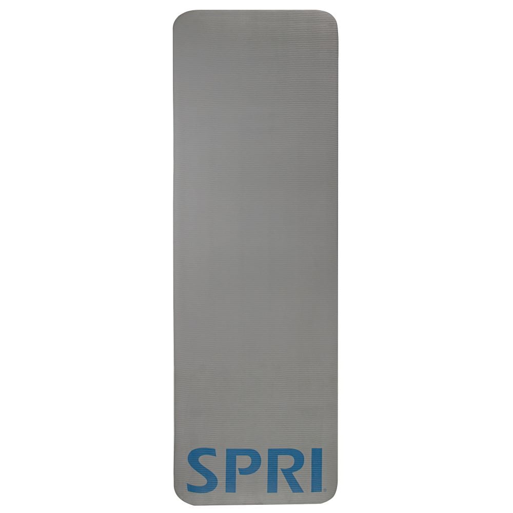 SPRI Pro Exercise Mat, 12MM Thickness, Grey, Includes Carrying Strap - Walmart.com