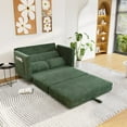 thumbnail image 3 of 2-in-1 Convertible Corduroy Sofa Bed, 2-Seater Loveseat Sleeper Sofa Couch with Side Storage, 2-Form Switch High-Rebound Sponge and Solid Wood Composite Frame for Living Room, Apartment, Green, 3 of 7