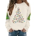 thumbnail image 2 of Chandails d'Automne Grande Taille pour Femmes Chandails de Noël pour Femmes Tête de Cerf Imprimée Col Rond Manches Longues Sweat à Capuche Amusant, 2 of 5