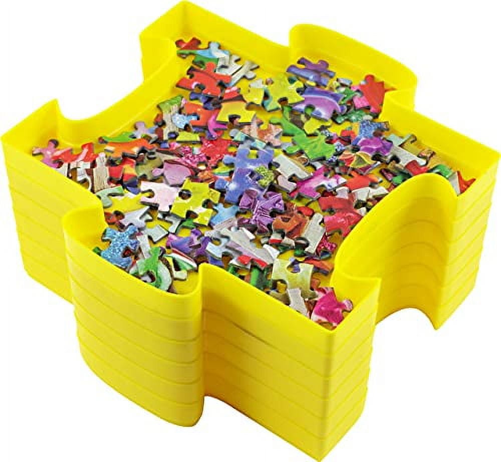  8 Stackable Puzzle Shaped Sorting Trays - Plus Included 1000  Piece Puzzle - Organize Puzzles Up to 1500 Pieces (Yellow) : Toys & Games