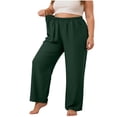 thumbnail image 2 of Zormilly Pajama Pants Women Plus Size Elastic High Waist Cotton Wide Leg Lounge Pants Casual Lightweight Sleepwear, XL-5XL, 2 of 5