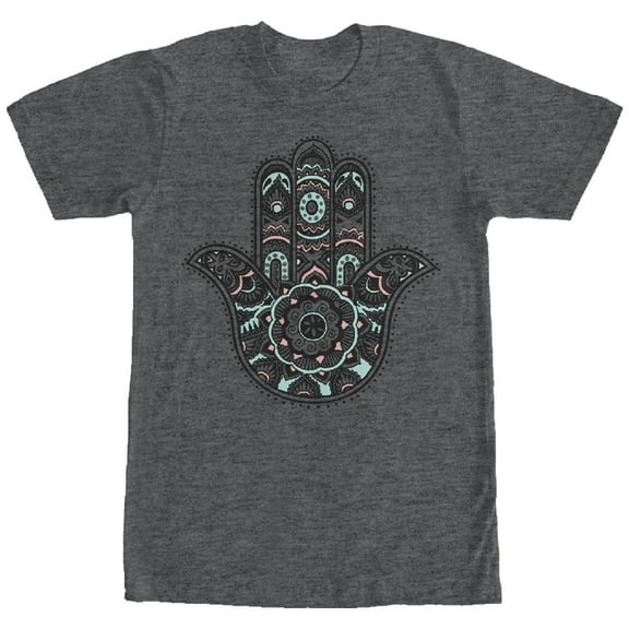 Women's CHIN UP Hamsa Palm  Boyfriend Graphic Tee Charcoal Heather 2X Large