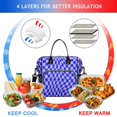 thumbnail image 4 of Blue Wavy Checkered Pattern Insulated Leakproof Lunch Box for Women, Large Lunch Bag for Tween Teen Adult, Loncheras Para Mujer for Work Beach Travel Picnic Camping, 4 of 4