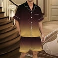 thumbnail image 2 of GPOECD Men's Sleepwear Plus Size Men's Gradient Multicolored Silk Satin Short Sleeve Button Up Home Wear Set Mens Pajama Set Gold,S, 2 of 4
