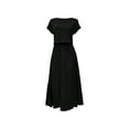 thumbnail image 5 of asdoklhq Summer Wedding Guest Dresses For Women Black Cocktail Dress Summer Crew Neck Short Sleeve Top & Midi Skirt Piece Set Black XL, 5 of 8