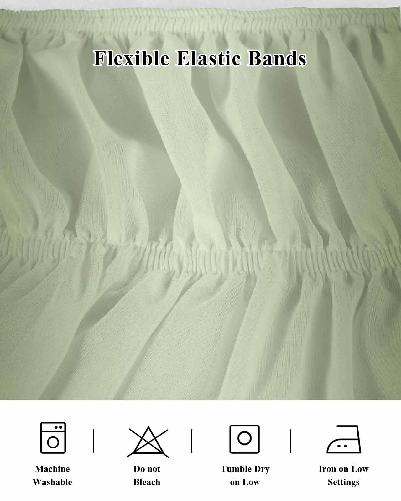 Sage Green Bed Skirt Ombre Solid Color Gradient Modern Art Bed Skirts Queen Size 18 Inch Drop, Wrap Around Dust Ruffle&nbsp;Bedskirt with Adjustable Elastic Belt for Queen Size Beds