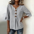 thumbnail image 5 of Ashirexll Womens Casual Tops Fashion Summer 3/4 Sleeve V-Neck Blouse Top Casual Blouses for Everyday Wear, 5 of 7