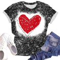 thumbnail image 4 of mihongmao Valentine Shirts for Women Short Sleeve Women Round Neck Print Casual Print Short Sleeved Short Sleeved Round Neck Top/shirt Black XL, 4 of 7