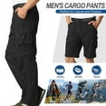 thumbnail image 6 of POENTAB Men Cargo Pants With Multiple Pockets Convertible Athletic Outdoor Pants Resistant Utility Straight Leg Work Wear Black, 6 of 9