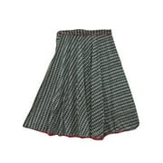Mogul Womens Fashion Long Printed Black Cotton Maxi Skirt