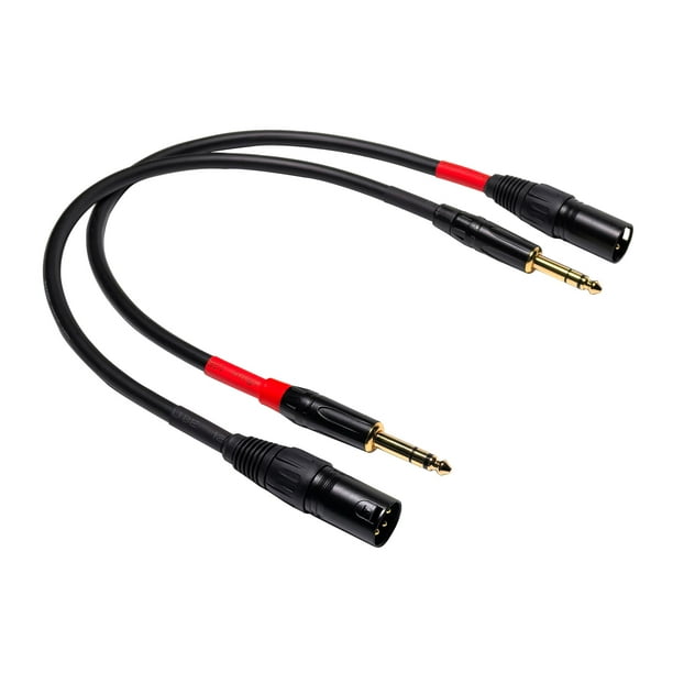 Cable de 6,35 mm TRS macho a XLR macho para micrófono 1/4 de pulgada y 30 cm