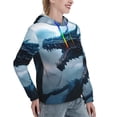 thumbnail image 6 of Fotbe Blue Thunder Storm Dragon Pattern Womens Long Sleeve Hoodie, Pullover Hooded Sweatshirt, Kangaroo Pocket Hoodie with Eye-catching Drawstrings-Small, 6 of 7
