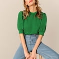 thumbnail image 1 of Fiudx Ropa de Mujer Mujer Moda Sólido Pantalón Corto Casual Manga Puños Estrechos Pulóver Suelto Calle Tops, 1 of 7
