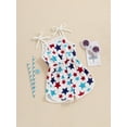 thumbnail image 5 of Hirigin 4th of July Baby Girl Outfit Kids Jumpsuit Tie-up Spaghetti Straps Stars Print Romper 12M 18M 2T 3T 4T 5T Fourth of July Clothes, 5 of 8