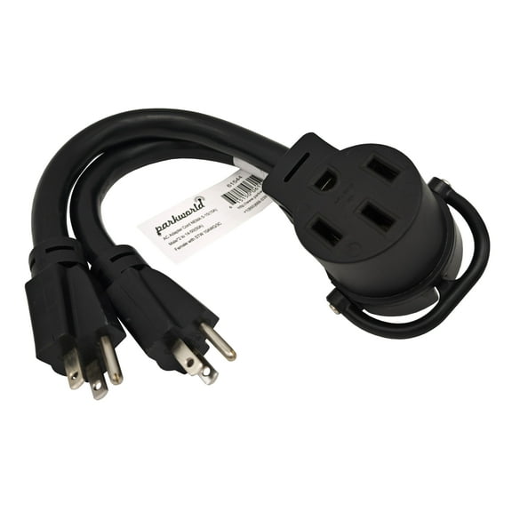 Parkworld 61544 Combiner, Household Regular (2) 5-15 Plug Male to RV 14-50 Receptacle Female, (2) 5-15 to 14-50R V Adapter Cord