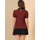 thumbnail image 5 of Blusa De Manga Corta Con Cuello Peter Pan En Contraste Vintage Para Mujer Borgoña M, 5 of 6