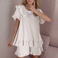 thumbnail image 7 of UAMVSH Women Pajama Sets Short Sleeve Collar Bow Babydoll Shirt with Shorts Cute 2 Piece Sets Sleepwear, 7 of 7