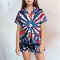 thumbnail image 2 of Gubotare Girls Pajamas Set Toddler Kids Soft Pajamas Tie Dye Short Summer Pjs 2pcs Set ( Red,Size 2-3 Years), 2 of 4