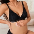 thumbnail image 3 of Women's Lace Nursing Bra Wirefree Padded Breastfeeding Maternity Bralette V Neck Seamless Comfort Push up Bras, 3 of 8