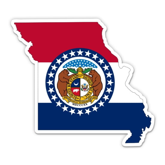 Missouri Flag Country Shape - 3" Vinyl Sticker - For Car Laptop Water Bottle Phone - Waterproof Decal