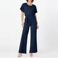 thumbnail image 5 of Huankd Womens Summer Casual Short Sleeve Pants Suit Beach Vacation Romper Belted Dressy Wedding Guest Jumpsuit Jumper Navy XL, 5 of 5