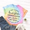 thumbnail image 2 of RYDCOT Women Letter Tie-dye Printed Fun Tees O Neck Summer Cute T-Shirts Blouse Tops Pink L, 2 of 3