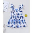 thumbnail image 6 of 2T Baby Girls Dress 3T Girls 2PCS Sleeveless Dress Toddler Girls Plaid Dress Toddler Girls Summer Floral Dress Blue, 6 of 10