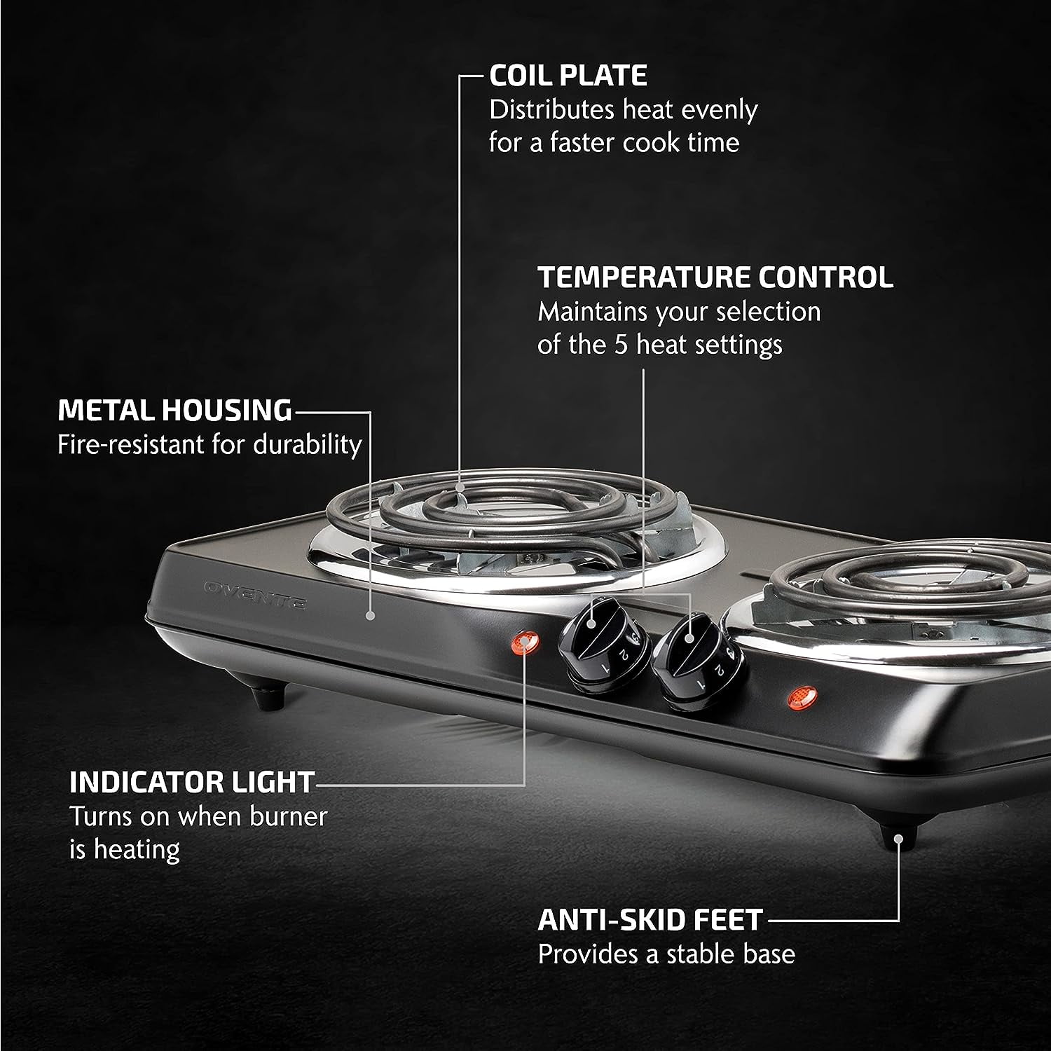 Wobythan 1000W Single Burner Hot Plate Adjustable Temperature Electric Furnace Kitchen Cooker 110V US, Size: 21
