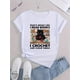 thumbnail image 2 of Cartoon Cat & Slogan Print Comfy T-Shirt, Round Neck Short Sleeve Sports Tee, Women's Activewear, 2 of 6