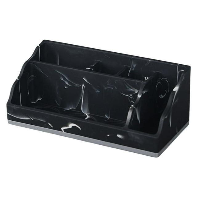 Organizador de baño para encimera, organizador de cepillos de dientes de resina, 5 compartimentos, con drenaje Negro