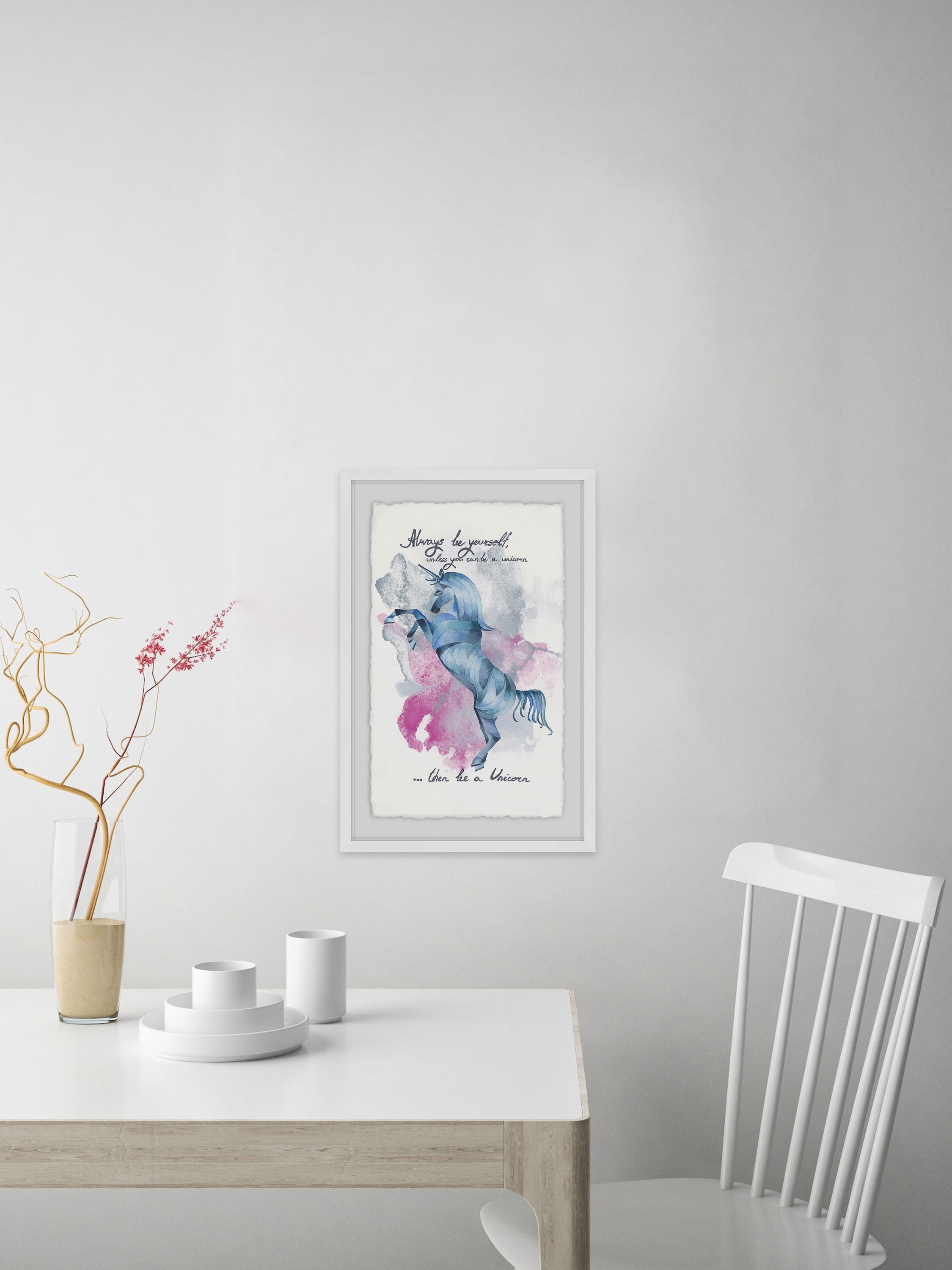 Blue Unicorn II Framed Painting Print