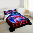 thumbnail image 3 of Homewish Teens Colorful Gamepad Queen Comforter Set,Abstract Lightning Bedding Sets,Gradient Red Blue Bedding Comforter Set For Boys Kids,Luxury Bedroom Decor Reversible,3-Piece, 3 of 8