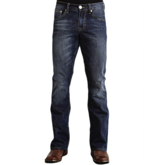 Stetson Men's Rock Fit Barbwire "X" Stitched Jeans Med Wash 31W x 36L  US